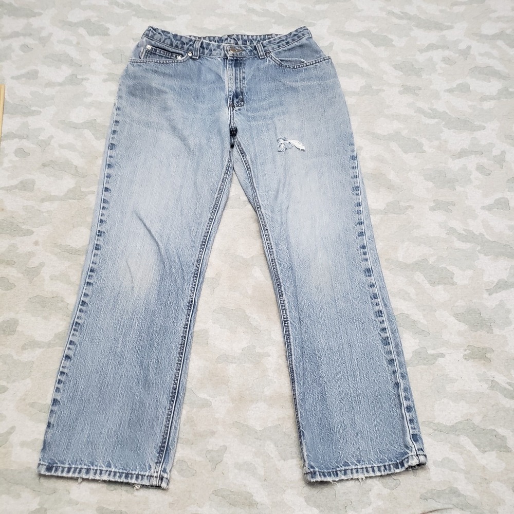 VTG Carhartt Jeans Womens 12x30 Blue Pockets Denim Medium Wash Distressed